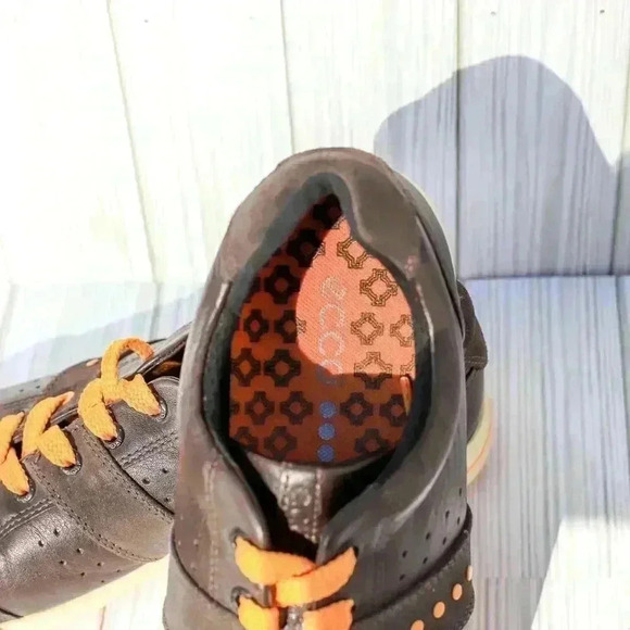 ECCO Men's Golf Shoes Size 42 Brown Leather Hydromax Excellent Condition - Picture 3 of 12
